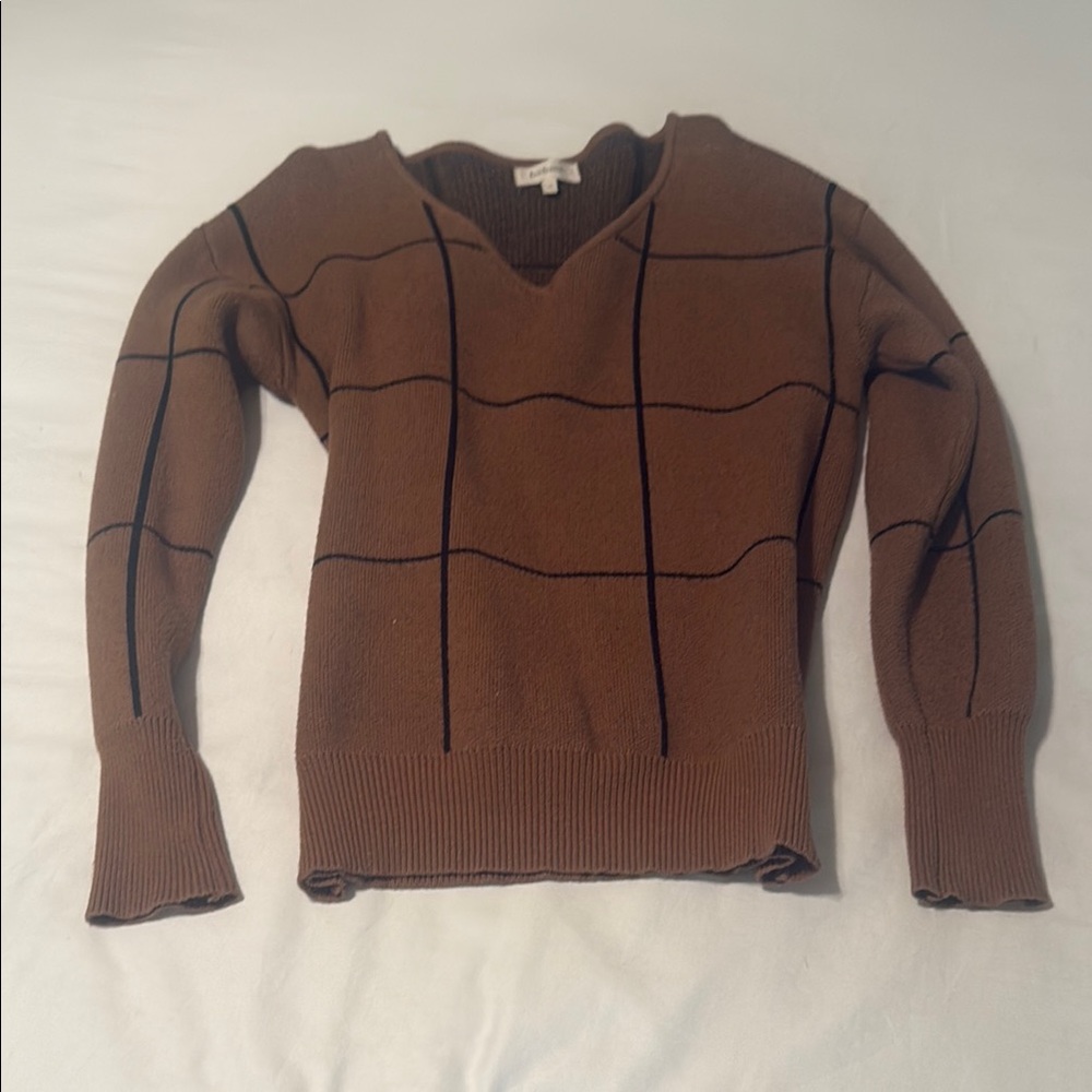 Bohme Brown V-Neck Sweater with Fitted Silhouette
